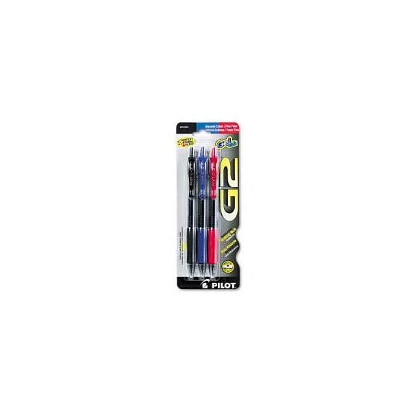 Pilot Pilot G2 Gel Rollerball Pen, Retractable, Black, Blue, Red Ink, Fine, 3/Pack 31023 - main